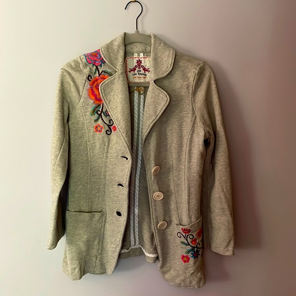 Johnny Was heather grey embroidered jacket - Picture 1 of 4